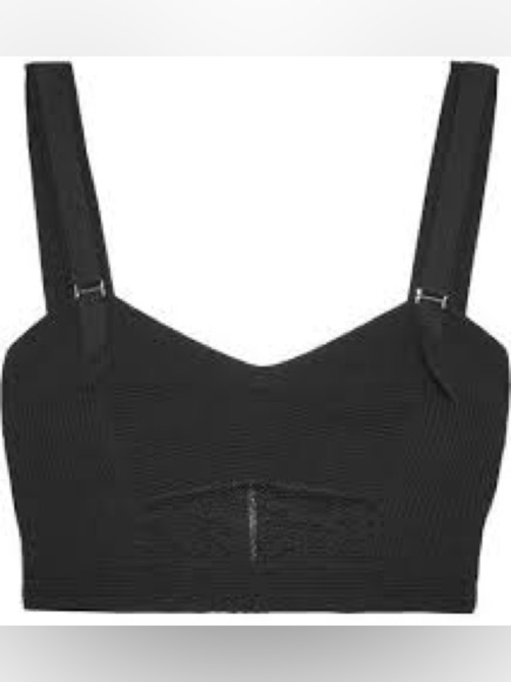 Alexander McQueen Black Ribbed Lace Bralette with Adjustable Straps Size S